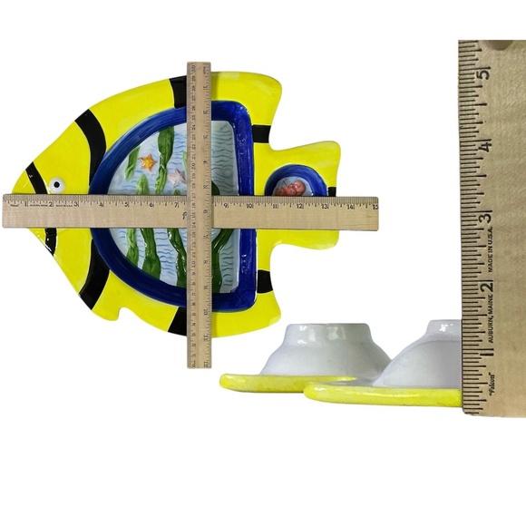 Tropical Angel Fish Design Dip Bowl Decorative Platter Tray 13 Inches - Picture 3 of 16